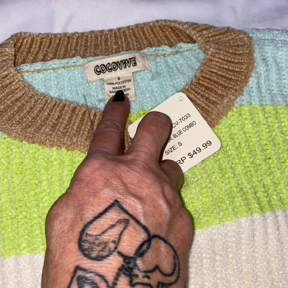 Cocovive soft and comfy Chenille Rainbow Striped sweater NWT XS, Small and Large - Picture 13 of 16